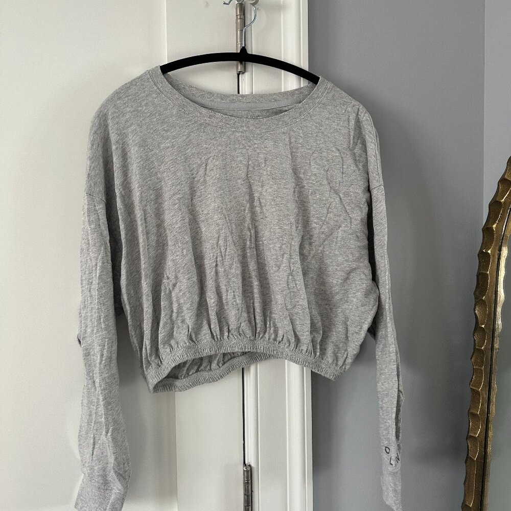OFFLINE by Aerie Gray Cropped Long Sleeve Sweatshirt – Size M